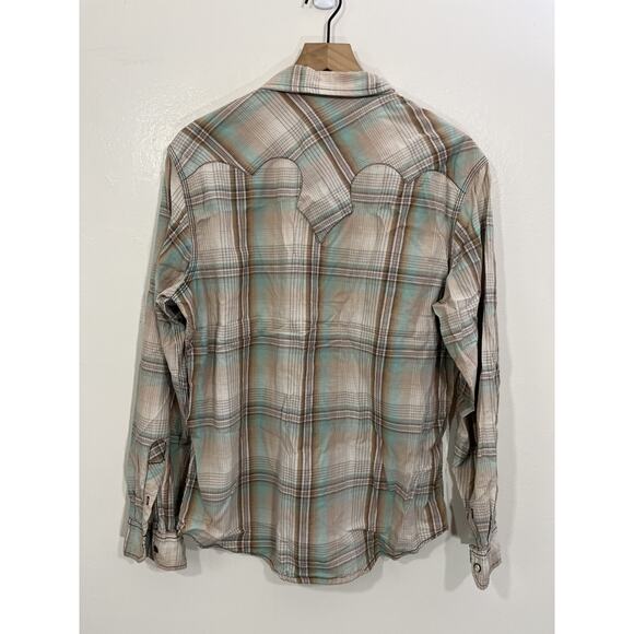 Plaid Embroidery Dragon Asian Pearl Snap M Cowboy Western Ranch Outdoor Rodeo - Picture 2 of 15